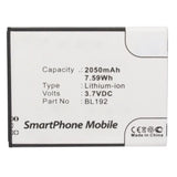 Batteries N Accessories BNA-WB-L12233 Cell Phone Battery - Li-ion, 3.7V, 2050mAh, Ultra High Capacity - Replacement for Lenovo BL192 Battery