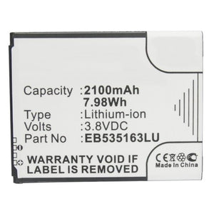 Batteries N Accessories BNA-WB-L8409 Cell Phone Battery - Li-ion, 3.8V, 2100mAh, Ultra High Capacity Battery - Replacement for Samsung EB535163LA, EB535163LU Battery