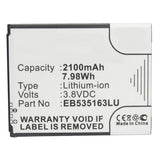 Batteries N Accessories BNA-WB-L8409 Cell Phone Battery - Li-ion, 3.8V, 2100mAh, Ultra High Capacity Battery - Replacement for Samsung EB535163LA, EB535163LU Battery