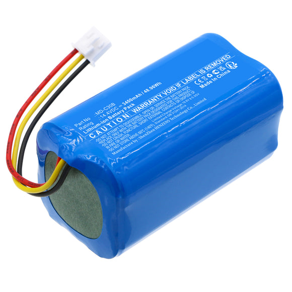 Batteries N Accessories BNA-WB-L18649 Vacuum Cleaner Battery - Li-ion, 14.4V, 3400mAh, Ultra High Capacity - Replacement for Liectroux MD-C30B Battery