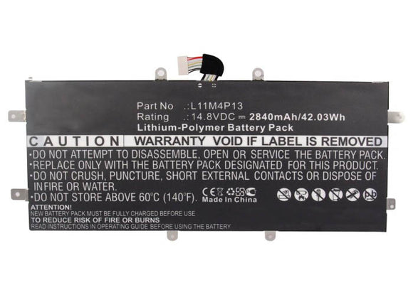 Batteries N Accessories BNA-WB-P4624 Laptops Battery - Li-Pol, 14.8V, 2840 mAh, Ultra High Capacity Battery - Replacement for Lenovo L11M4P13 Battery