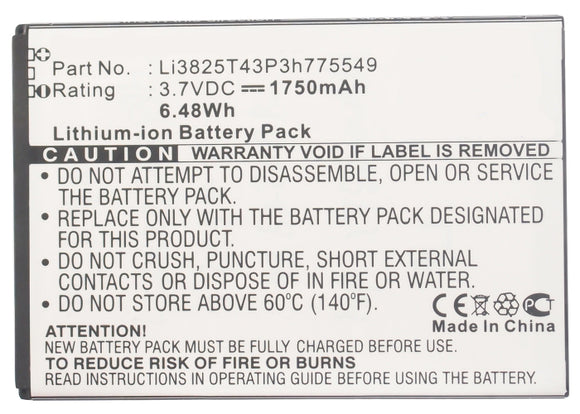 Batteries N Accessories BNA-WB-L4047 Cell Phone Battery - Li-ion, 3.7, 1750mAh, Ultra High Capacity Battery - Replacement for Amazing Li3825T43P3h775549 Battery