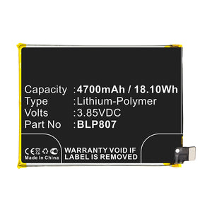 Batteries N Accessories BNA-WB-P14741 Cell Phone Battery - Li-Pol, 3.85V, 4700mAh, Ultra High Capacity - Replacement for OPPO BLP807 Battery