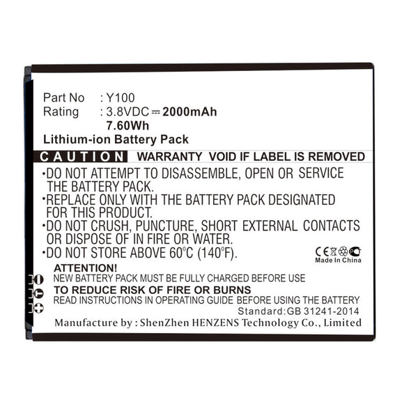Batteries N Accessories BNA-WB-L17271 Cell Phone Battery - Li-ion, 3.8V, 2000mAh, Ultra High Capacity - Replacement for Doogee  Y100 Battery